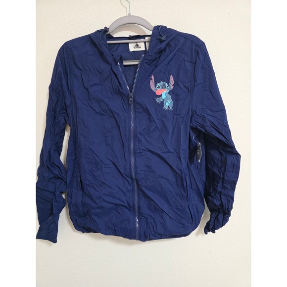 Disney Jackets & Blazers - Disney Parks Stitch Windbreaker Jacket Navy Blue Hooded Full Zip Mens Medium New